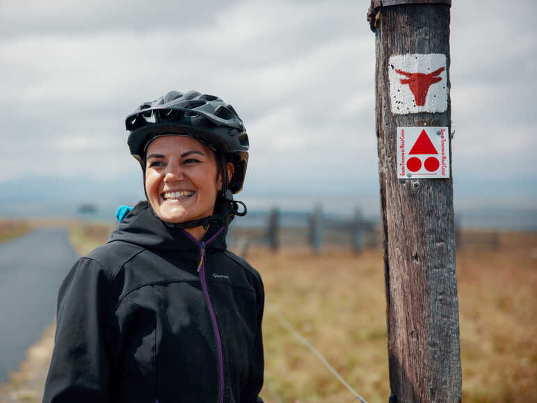 A mountain-biking route clearly signposted all the way along